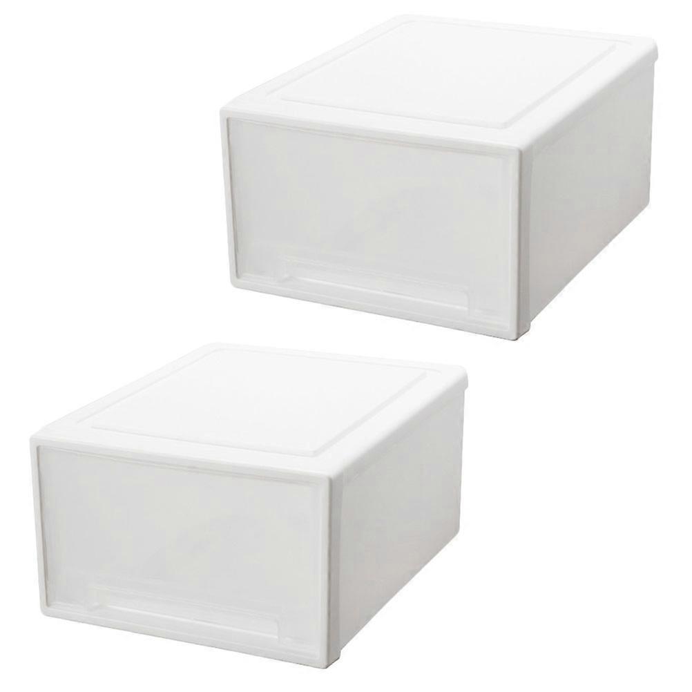 2Pcs Stackable Clothes Box Plastic Wardrobe and Desktop Organizer Container