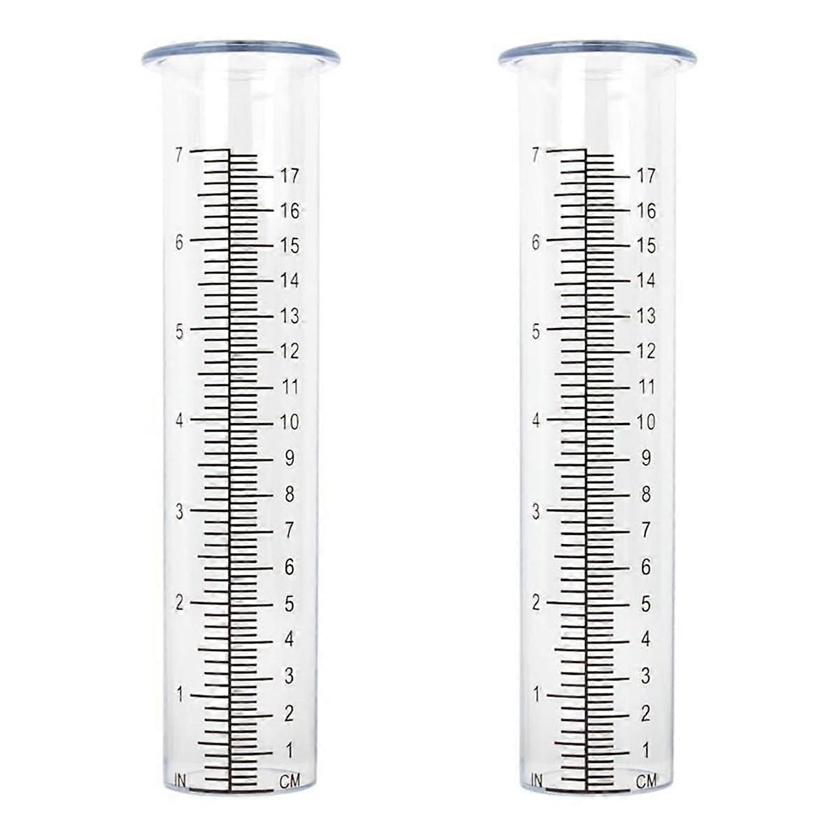 2pcs Plastic Rain Gauge Replacement Tube with 7 Inch Capacity Rain Water Gauge for Garden Yard Outdoor