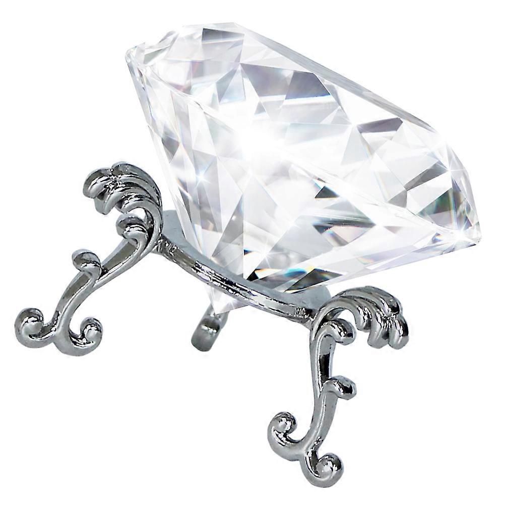 Elegant Diamond Shape Paperweight For Wedding Table Decor With Silver Finish And Plastic Stand 1Set