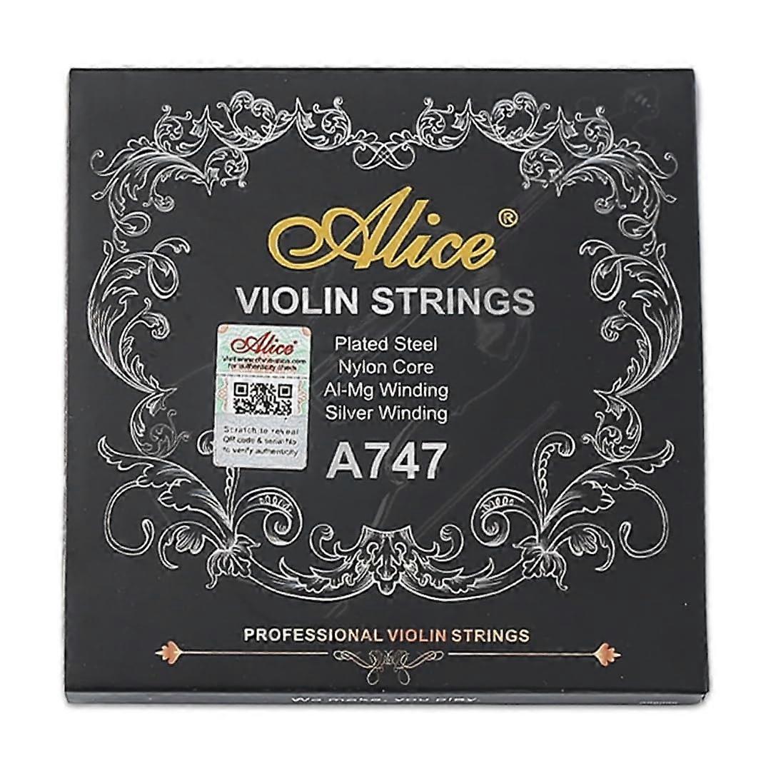 2 sets of A747 violin strings, nickelplated steel core, nylon core, AlMg winding, silverplated, universal violin accessories.