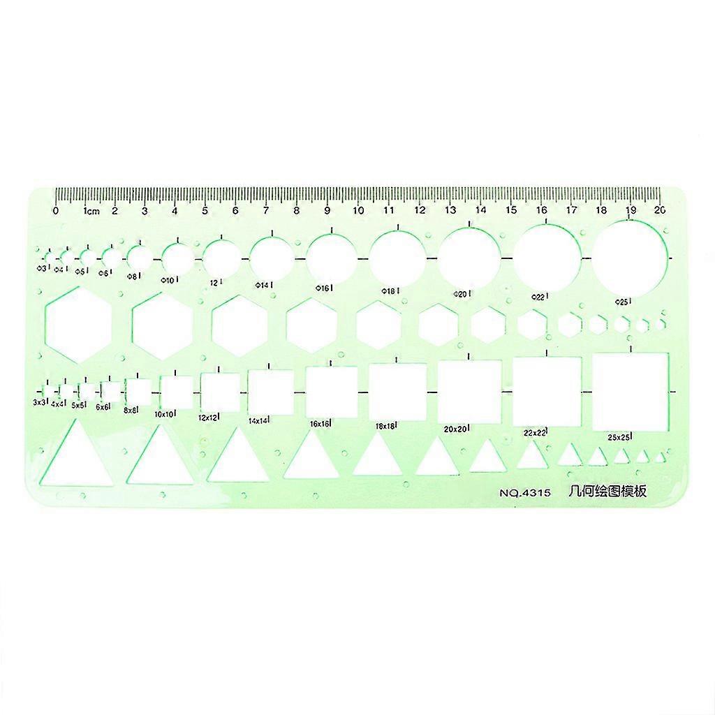Geometric Plastic Circles Squares Hexagons Template Ruler for Drawing Office Supplies - Assorted Sizes and Shapes