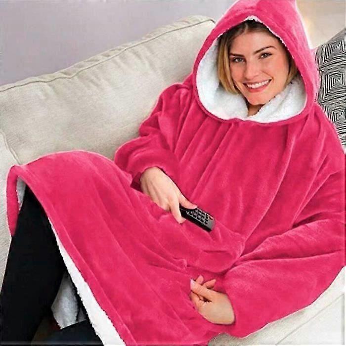 TH Wearable Robe Blankets Plush Fleece with Sleeves TV Throws Super Soft Warm Cozy Large Hooded Sweatshirt Dressing Gowns