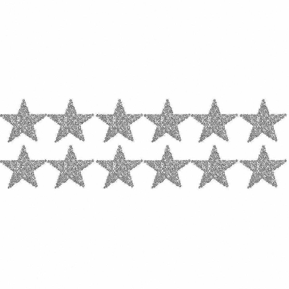 8 Pieces Silver Star Applique Patches for DIY Crafting and Sewing Projects
