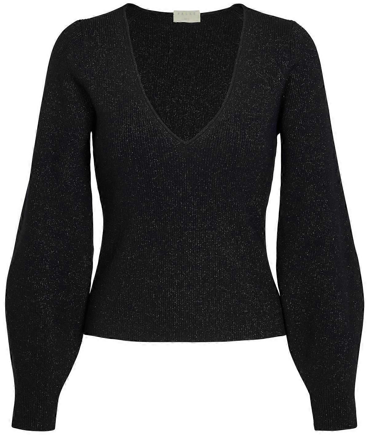 Falke Glitter Merino V-Neck Sweater - Black