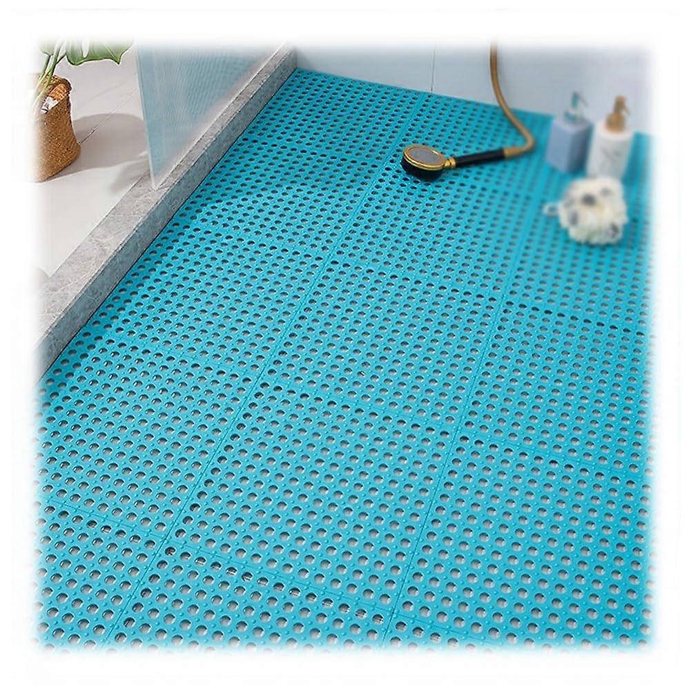Modular interlocking cushion floor tiles with massage drainage holes, nonslip floor mats, blue, 20pcs 30*30cm