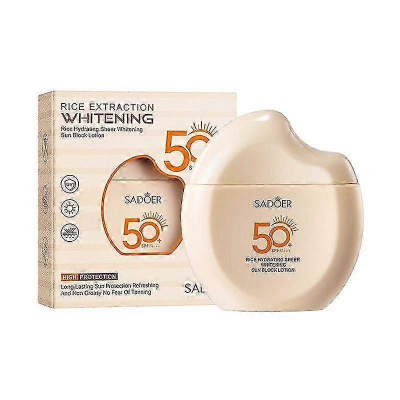 واقي من الشمس للأرز SPF 50+ PA +++ ، واقي من الشمس مرطب باستخراج الأرز ، حماية طويلة الأمد من الشمس منعش وغير دهني لا خوف من التسمير والوجه والجسم