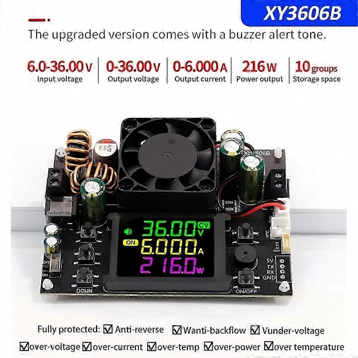 XY3606B 216W Adjustable DC Buck Boost Converter Power Supply Module with Voltage/Current Step-Down & IR Kit