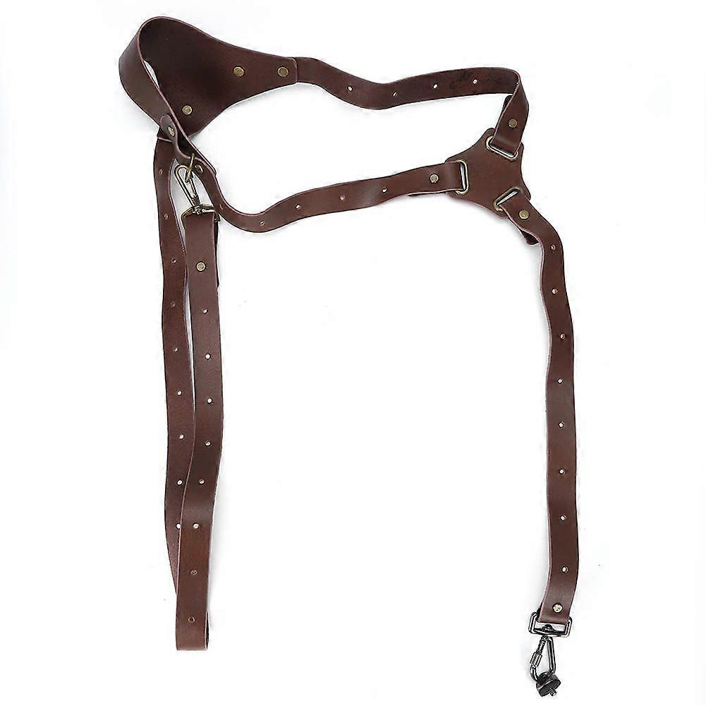 Leather Camera Shoulder Strap Universal Adjustable Shoulder Harness for DSLR Cameras DVBrown Left Shoulder