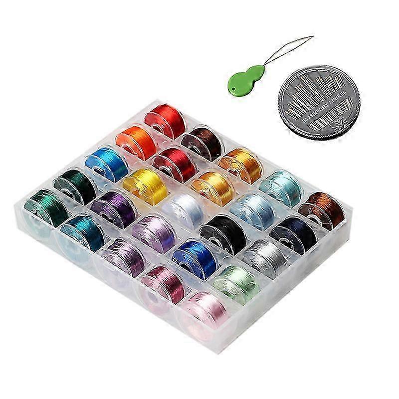 25-Piece Colorful Sewing Machine Thread Spools with Storage Box, Handmade Convenient Spool Organizer for Easy Thread Access