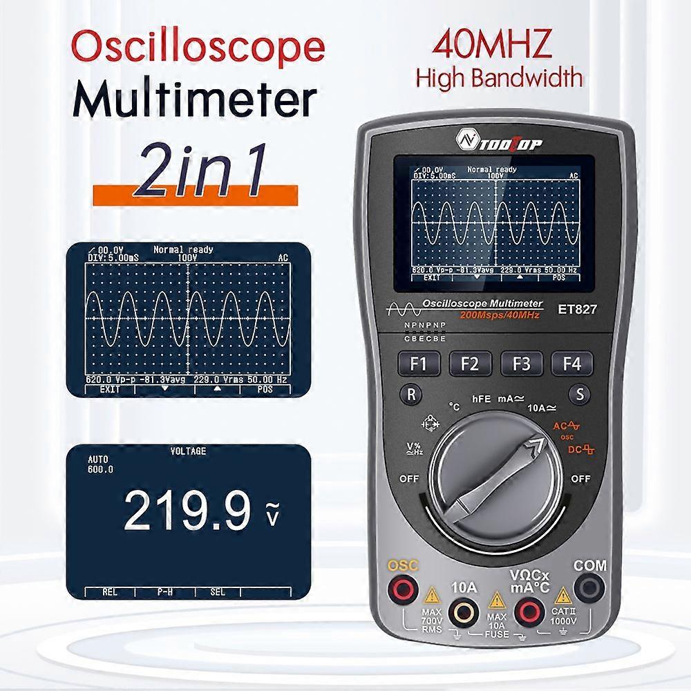 2in1 Oscilloscope Multimeter Digital LCD Display Handheld Oscope Meter 40Mhz Bandwidth 120MSPS Sampling Rate Data Storage Function for DIY and Electro