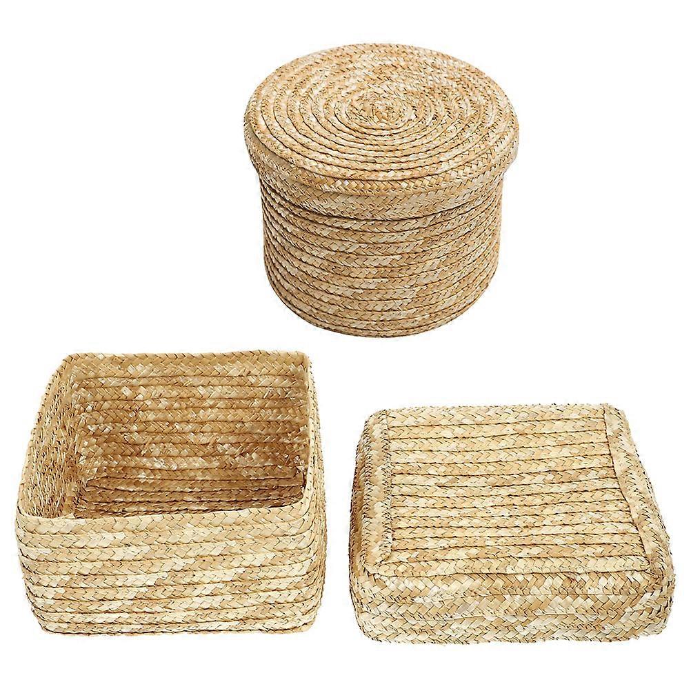 Here's a polished and professional product description for the **2pcs Straw Weaving Storage Baskets Multifunctional Decorative Packing Basket for