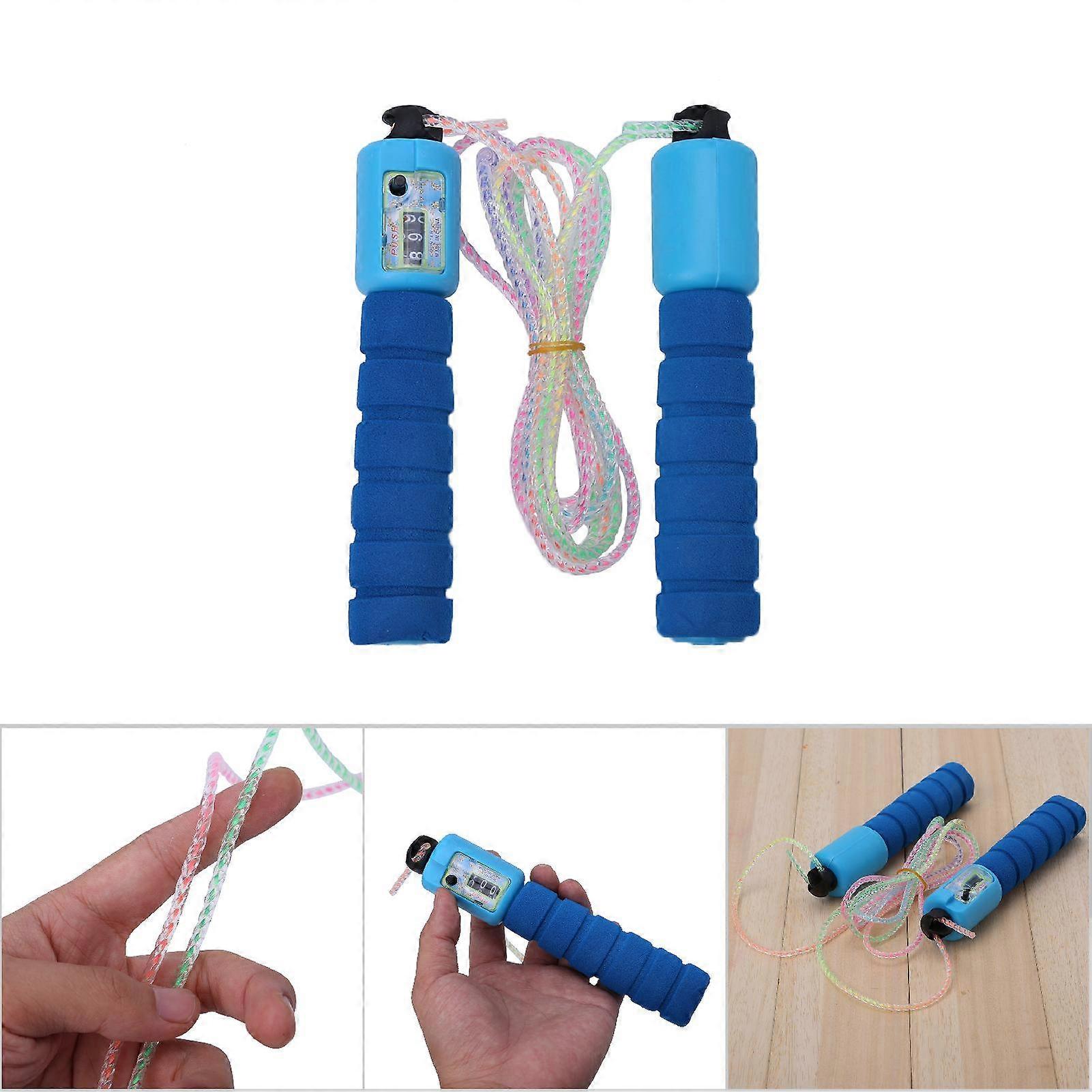 Adjustable 2.8m PVC Jump Rope with Accurate Count & Blue Handles