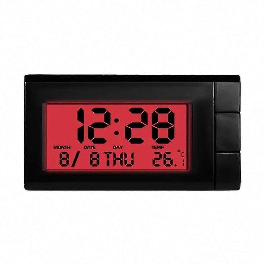 Car Digital Clock Thermometer Dashboard Desk LCD Display Auto Interior Decor