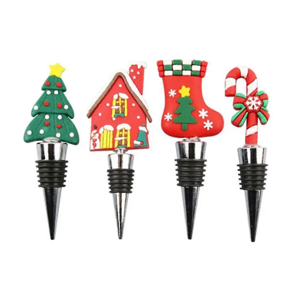4PC Christmas Series Wine Stopper Christmas Tree Shape Fresh-Keeping
