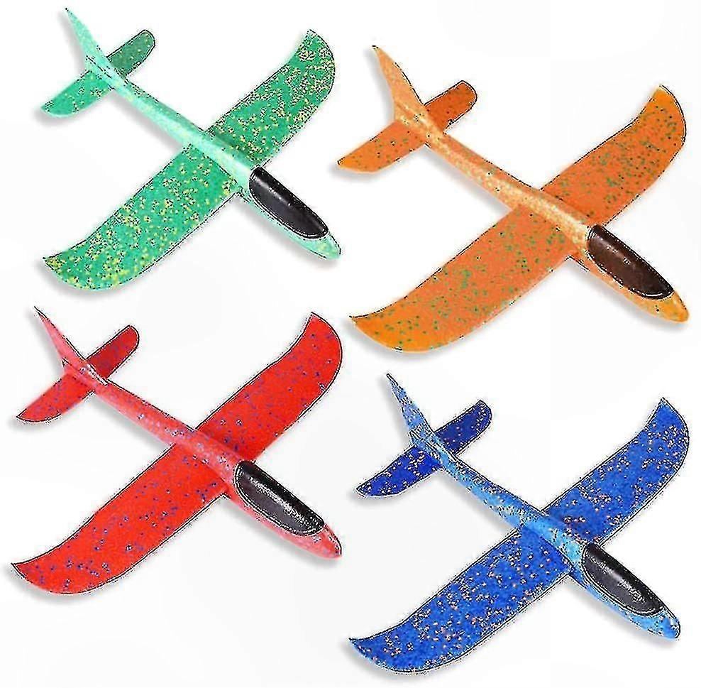 4-Pack Foam Glider Planes, 18.9 Inch Manual Throwing Toy Aircraft for Fun Flying