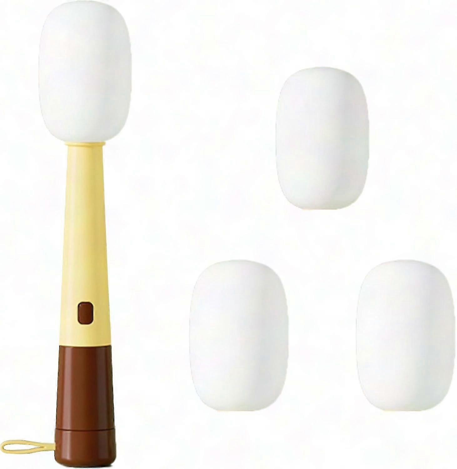 3 in 1 Multi-Function Cleaning Brush with 3 Replaceable Heads - Cup, Bottle & Seal Cleaner Tool (Yellow)