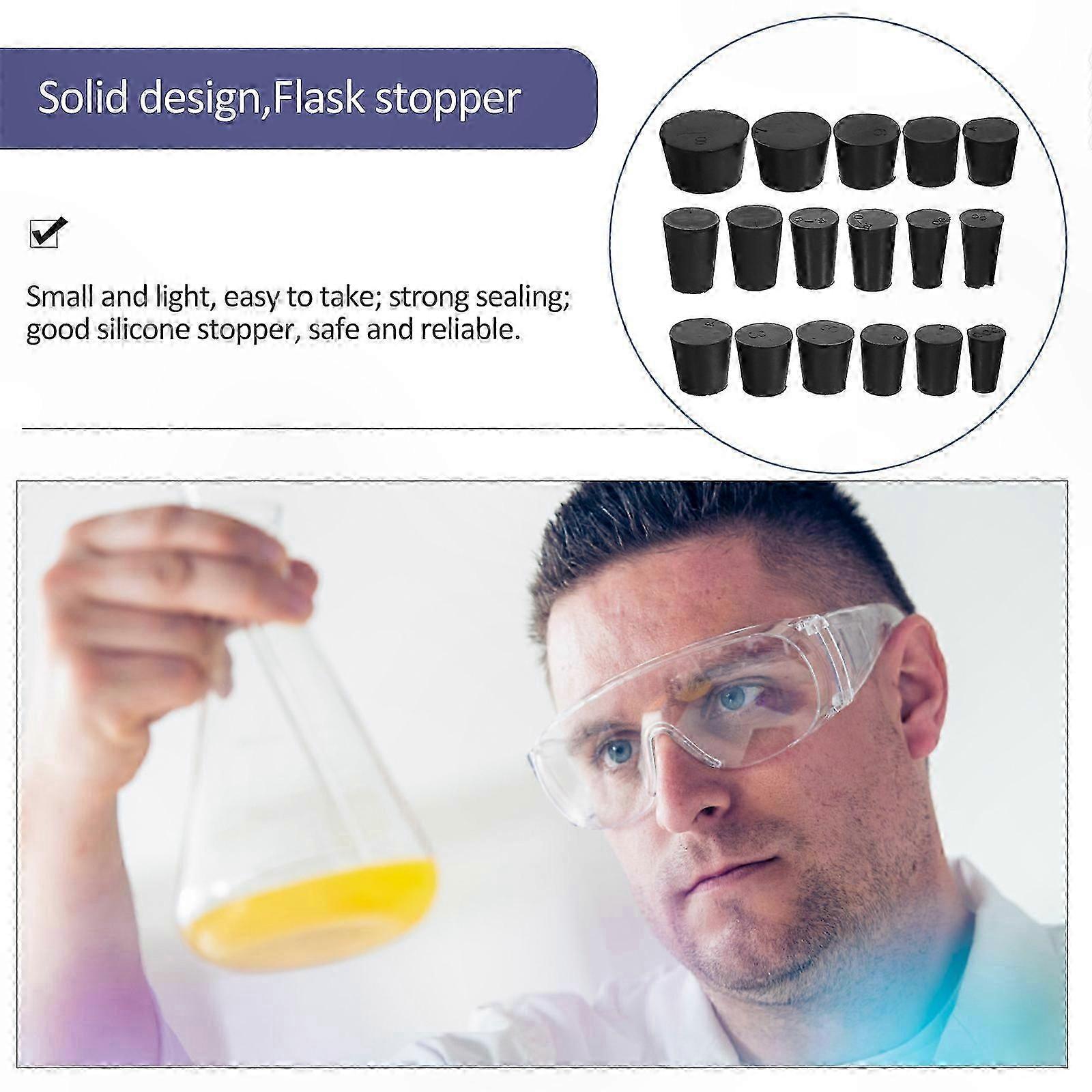 Laboratory Rubber Stoppers, 21pcs Sealing Plugs for Test Tubes and Flasks