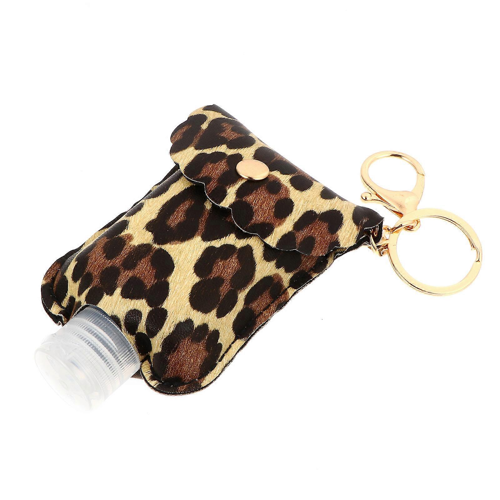 Leopard Keychain Bag Decor with Unique Bottle Design PU and Plastic for Travel 1pc