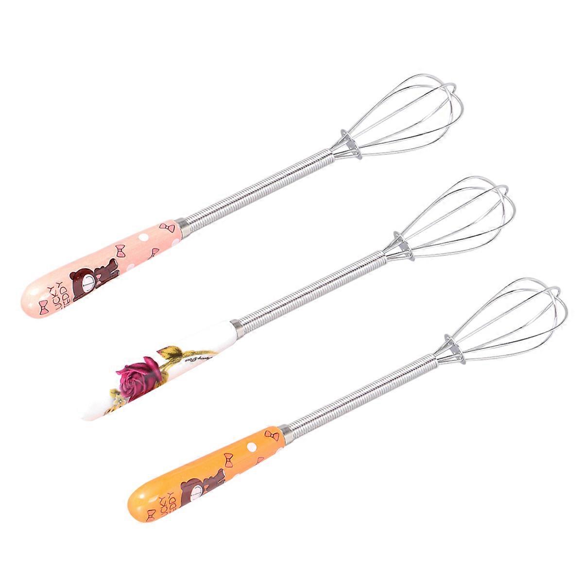 Manual Coil Whisk Egg Stirring Kitchen Tool 4Pcs Cartoon Handle Blending and Beating