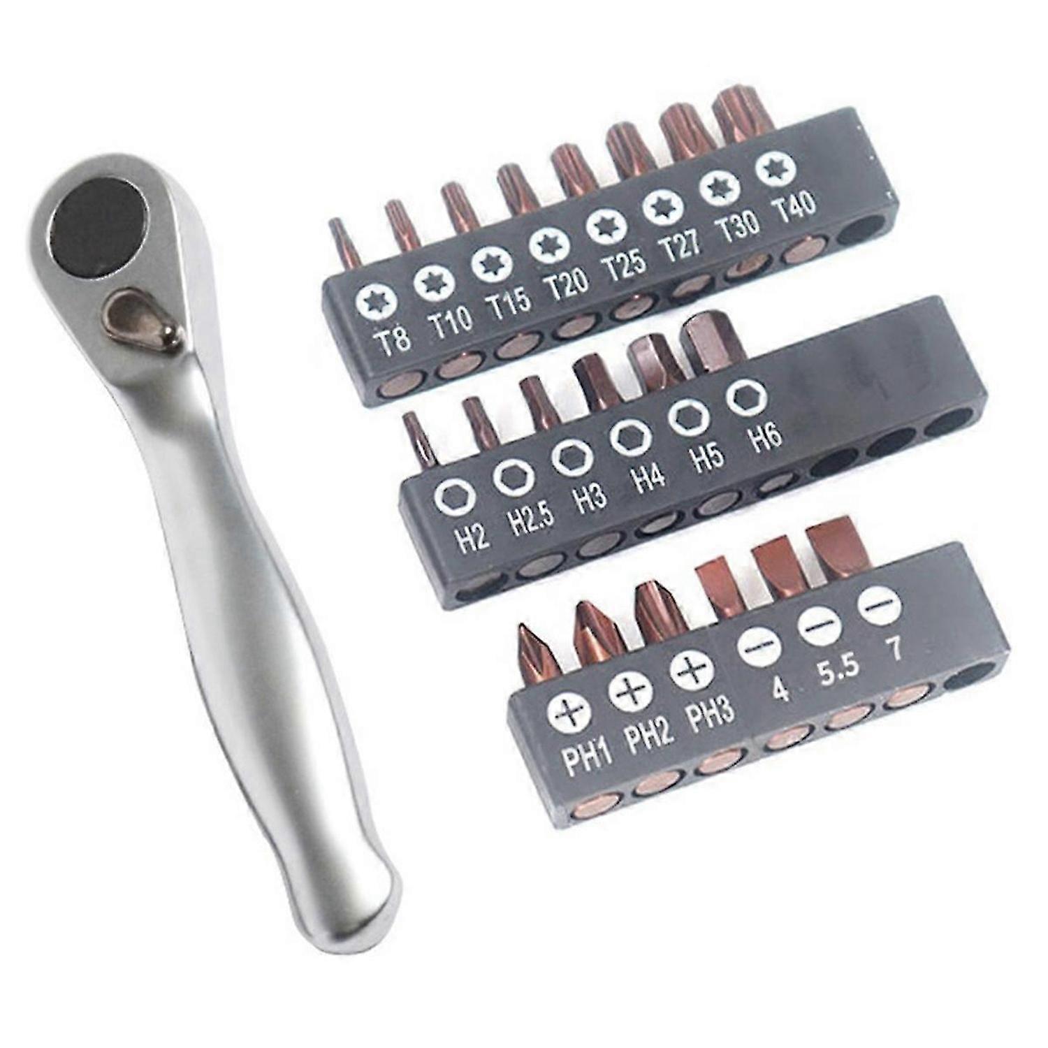 Mini Spiny Wheel Wrench 1/4 Positive and Reverse Fast Screwdriver, Inner Hexagonal Plums Blossom Multi -Function Set