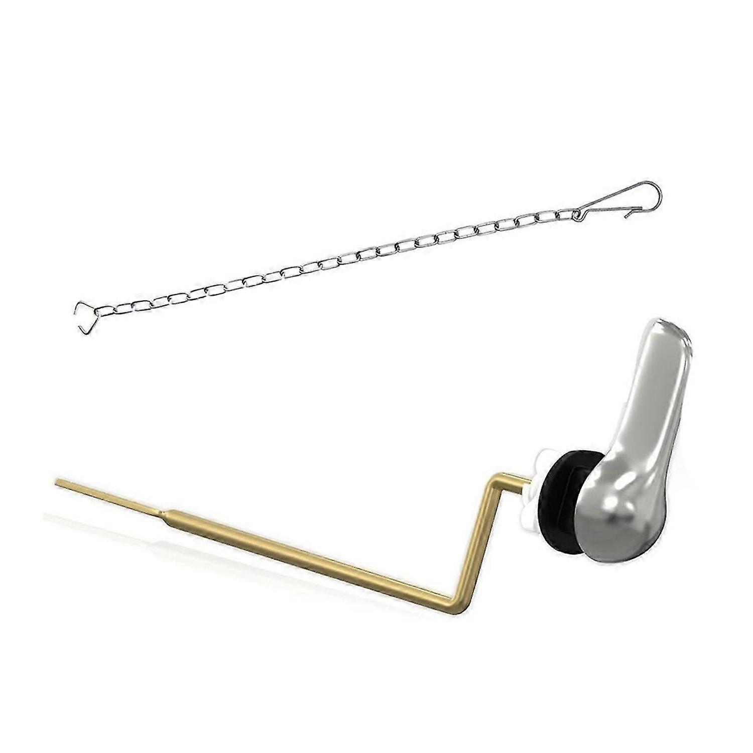 Toilet Handle Brass Lever Flush Replacement Kit with Flapper Chain, Toilet Tank Lever Universal Fitting (Side Mount)