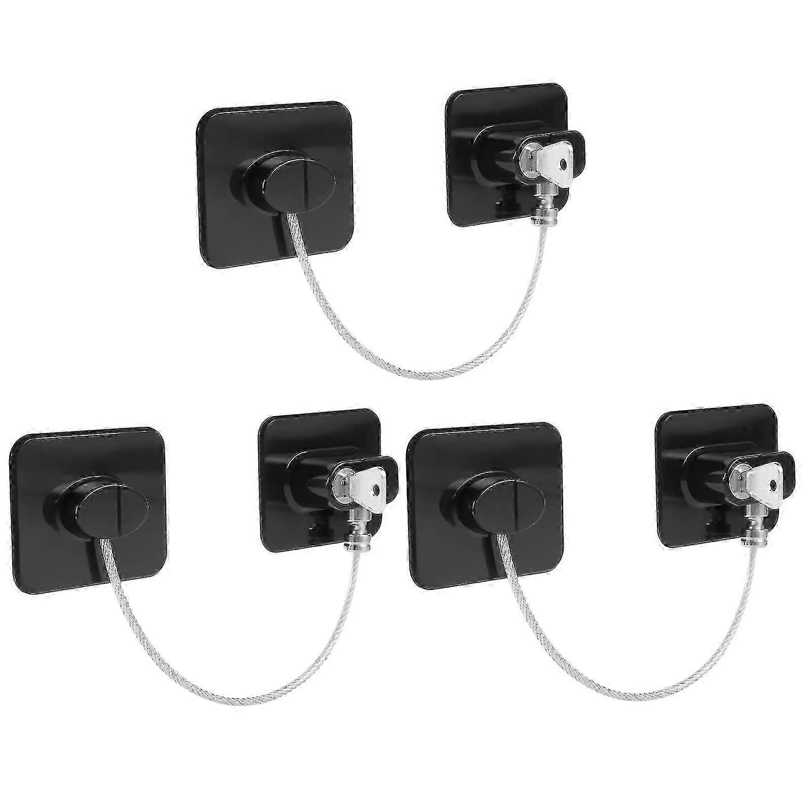 Pack Child Window Safety, Adhesive Fridge Door Lock Cable Opening Restrictor Child Safety Window Block With 3 Keys For Washer Drawer Cabinet