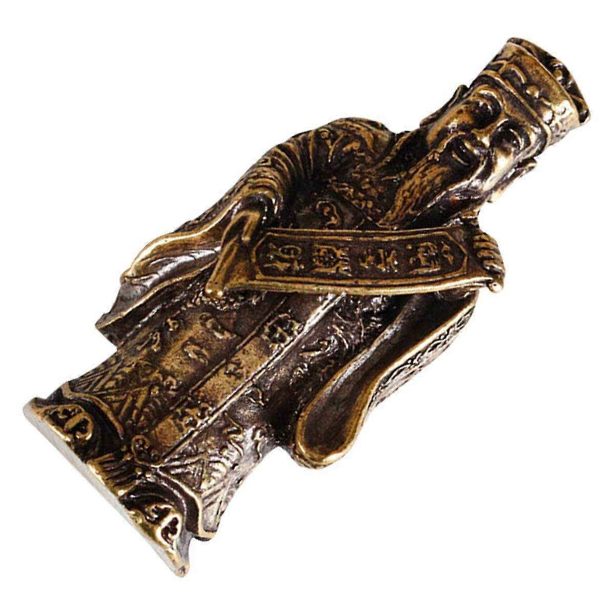 Brass God of Wealth Statue Chinese-Style Decor for Desktop 4Pcs Pack