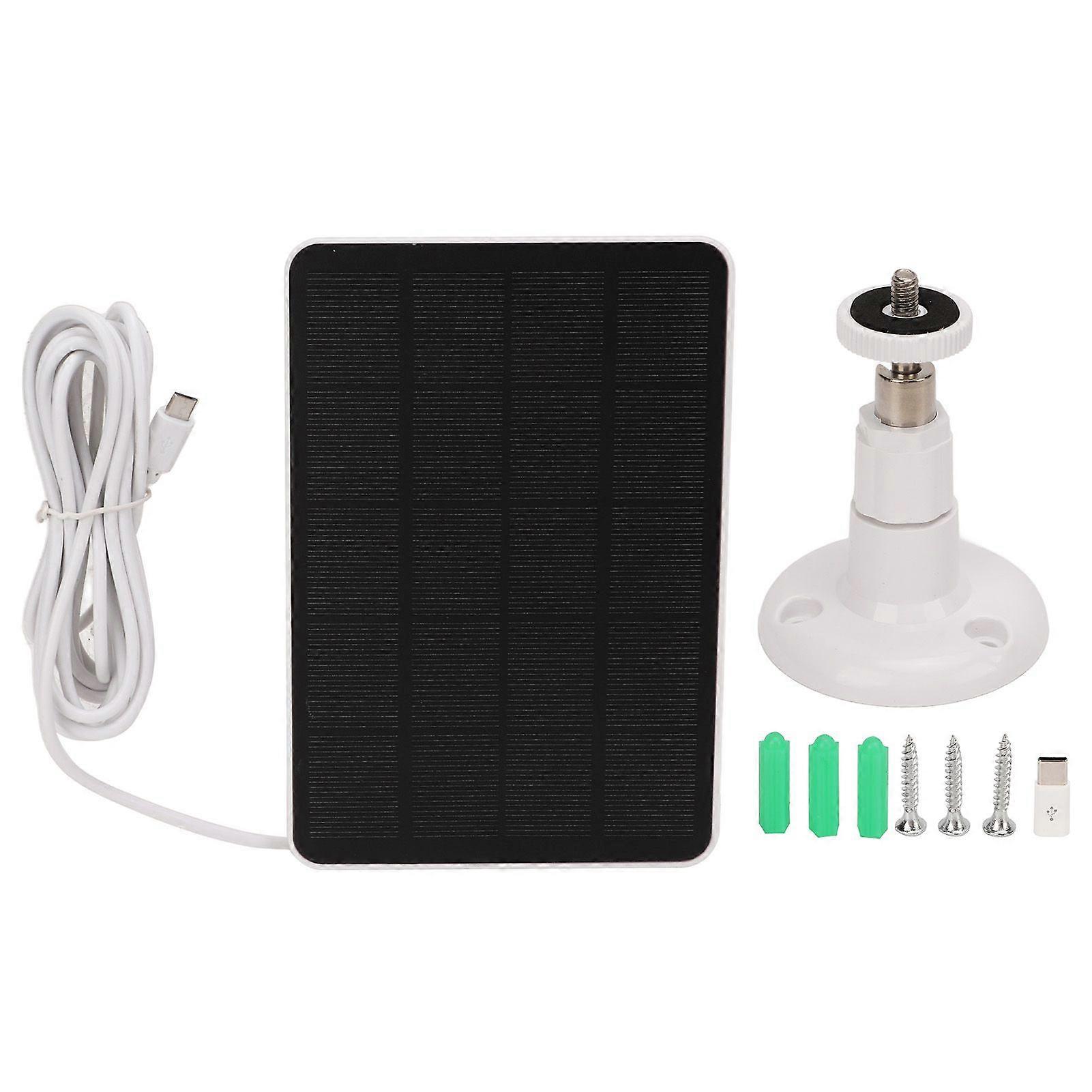 Solar Charging Panel Monocrystalline Silicon 4W 5V with Charging Cable for Outdoor Surveillance Camera White