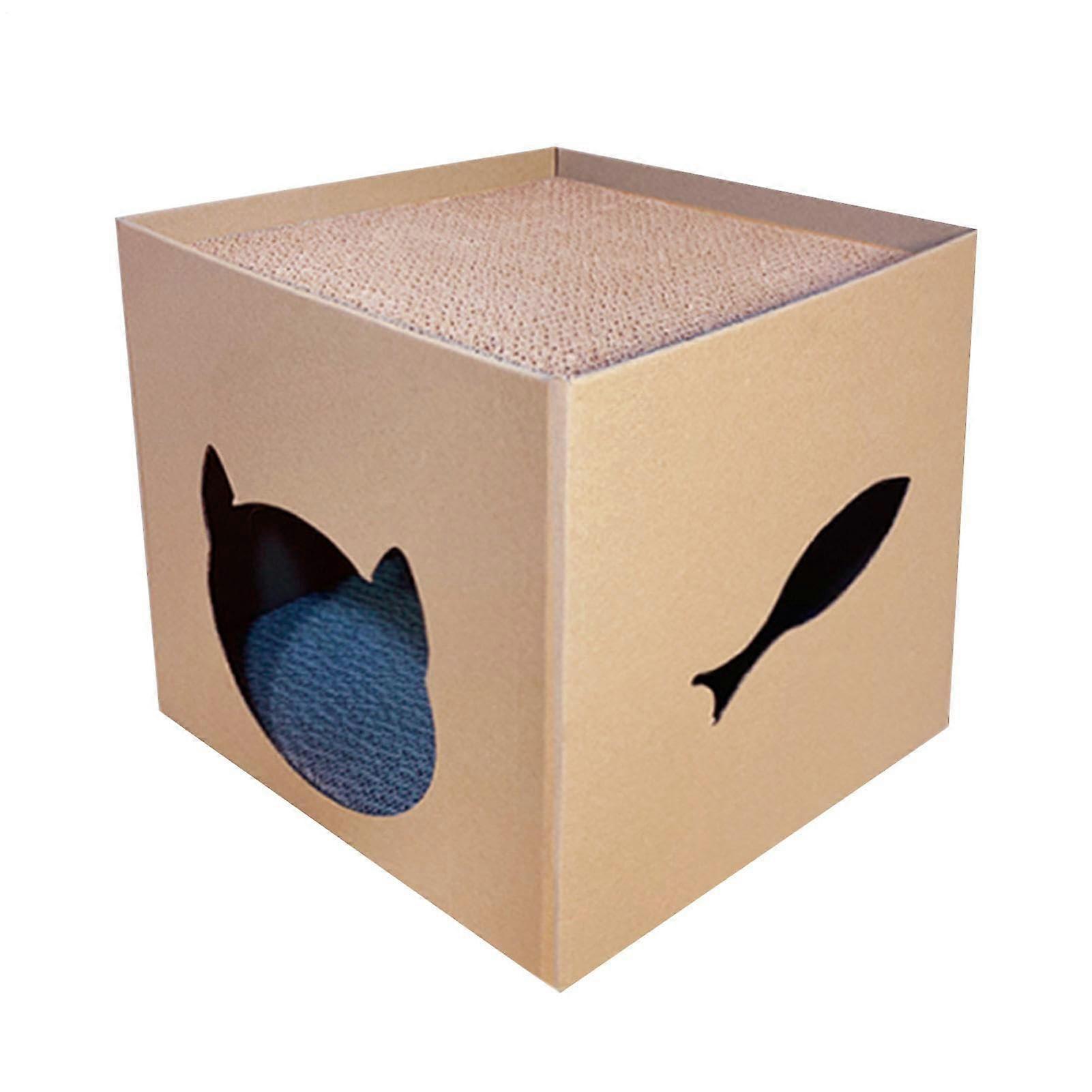 Cat Box Bed Cat Scratching House For Indoor Cats Pet Shelter With Scratch Pads Scratcher Box Hideouts For Small Pets