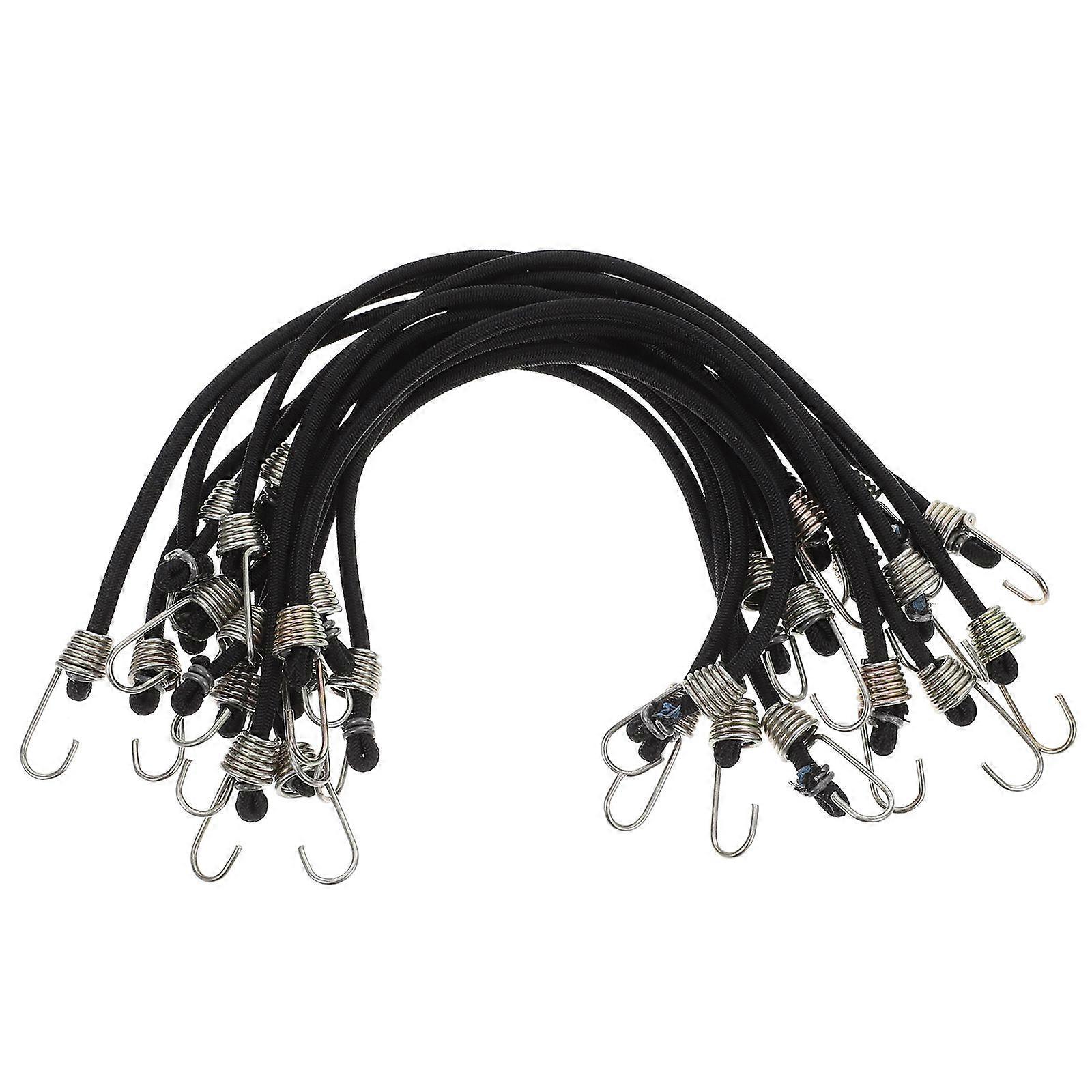 Bungee Cords Elastic Tent Hooks for Outdoor Home Black Latex and Iron for Organizing Items 15Pcs
