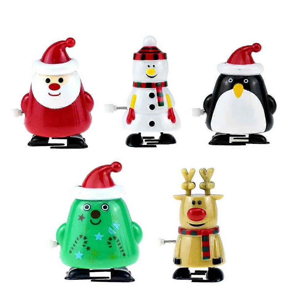 Christmas Clockwork Toy Wind-Up Animal 5Pcs Set for Kids Playing Assorted Color