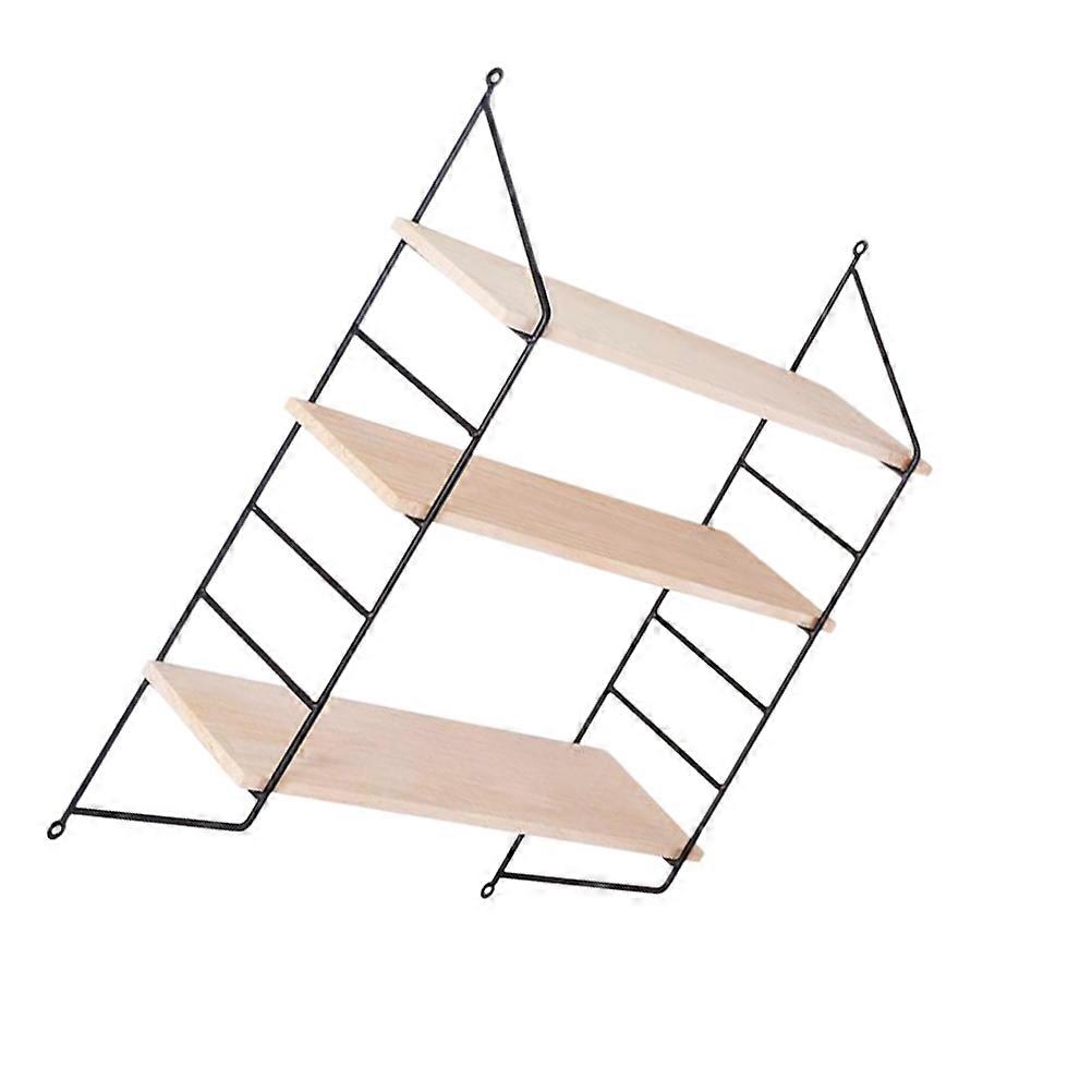Wood Wall Shelf Hanging Three Layers Solid Wood Frame Shelf for Display