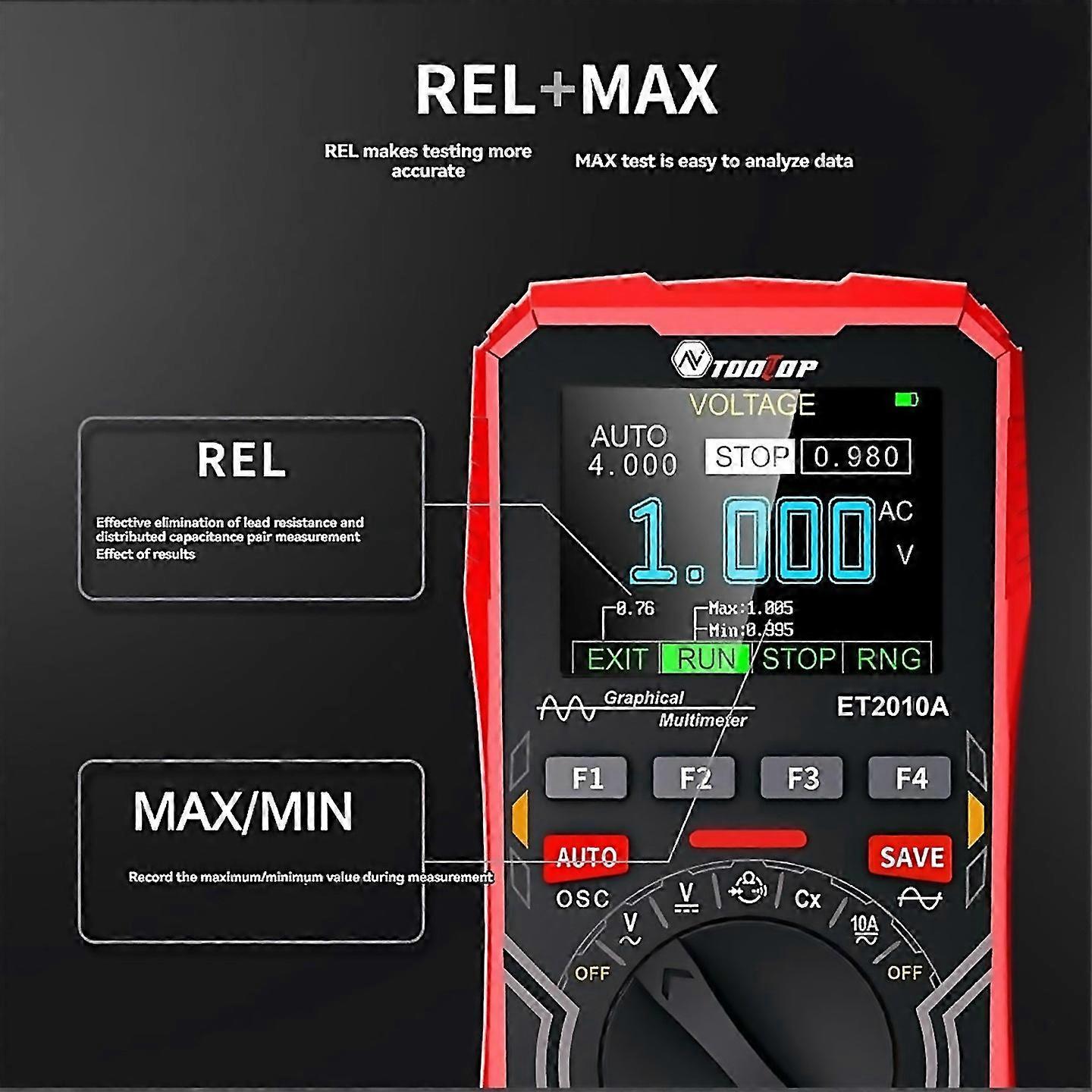 For Tooltop 2 In1 Digital Multimeter Analog Band Width 25mss Sampling Rate Waveform Data Storage Osc