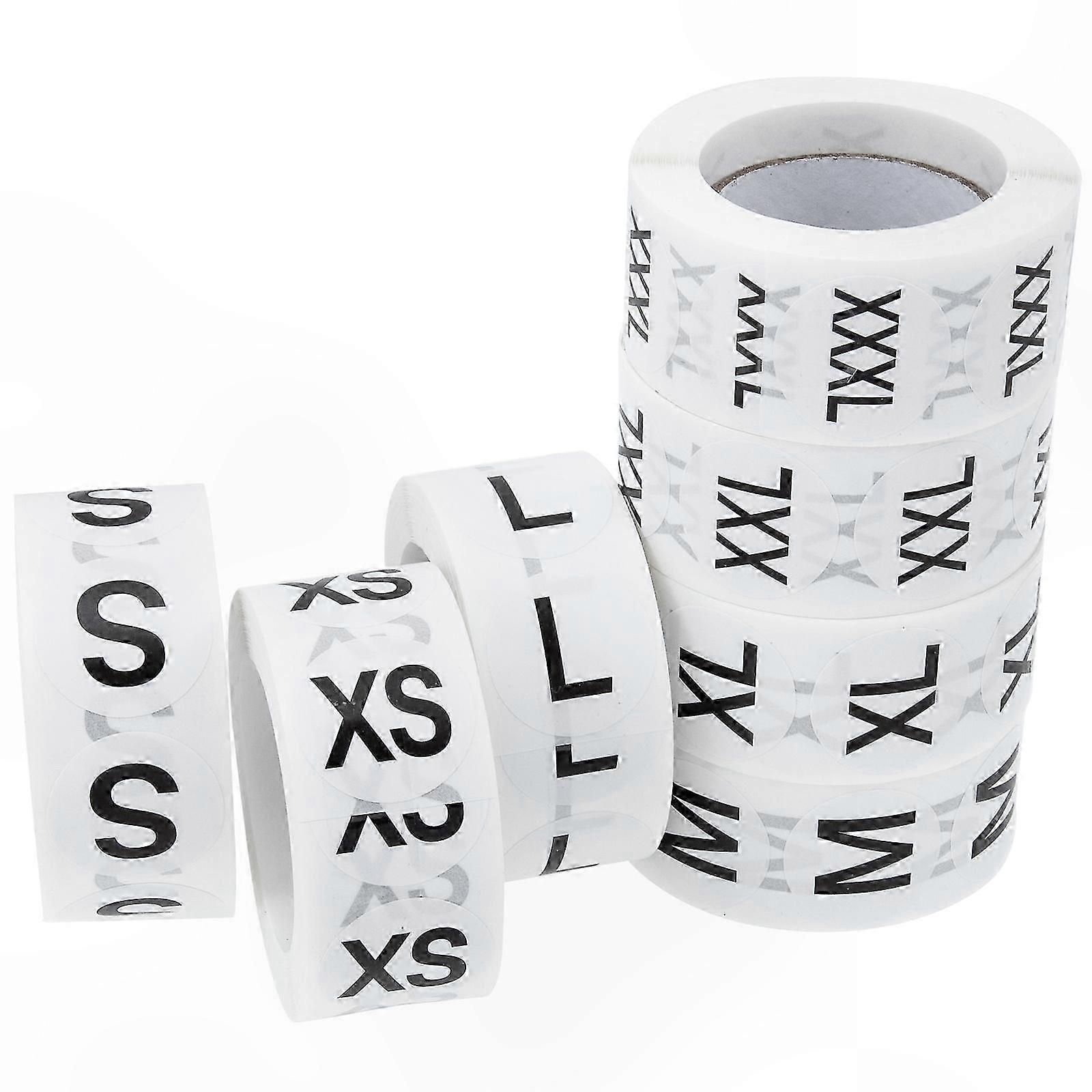 Clothing Size Labels 7 Rolls Round Simple Design for Garment Tagging & Inventory Control