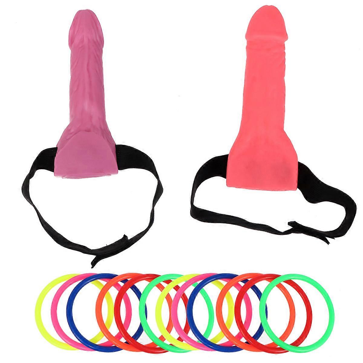 Headband Toy Ring Toss Game for Playing 1Set Purple and Pink Bachelorette Fun