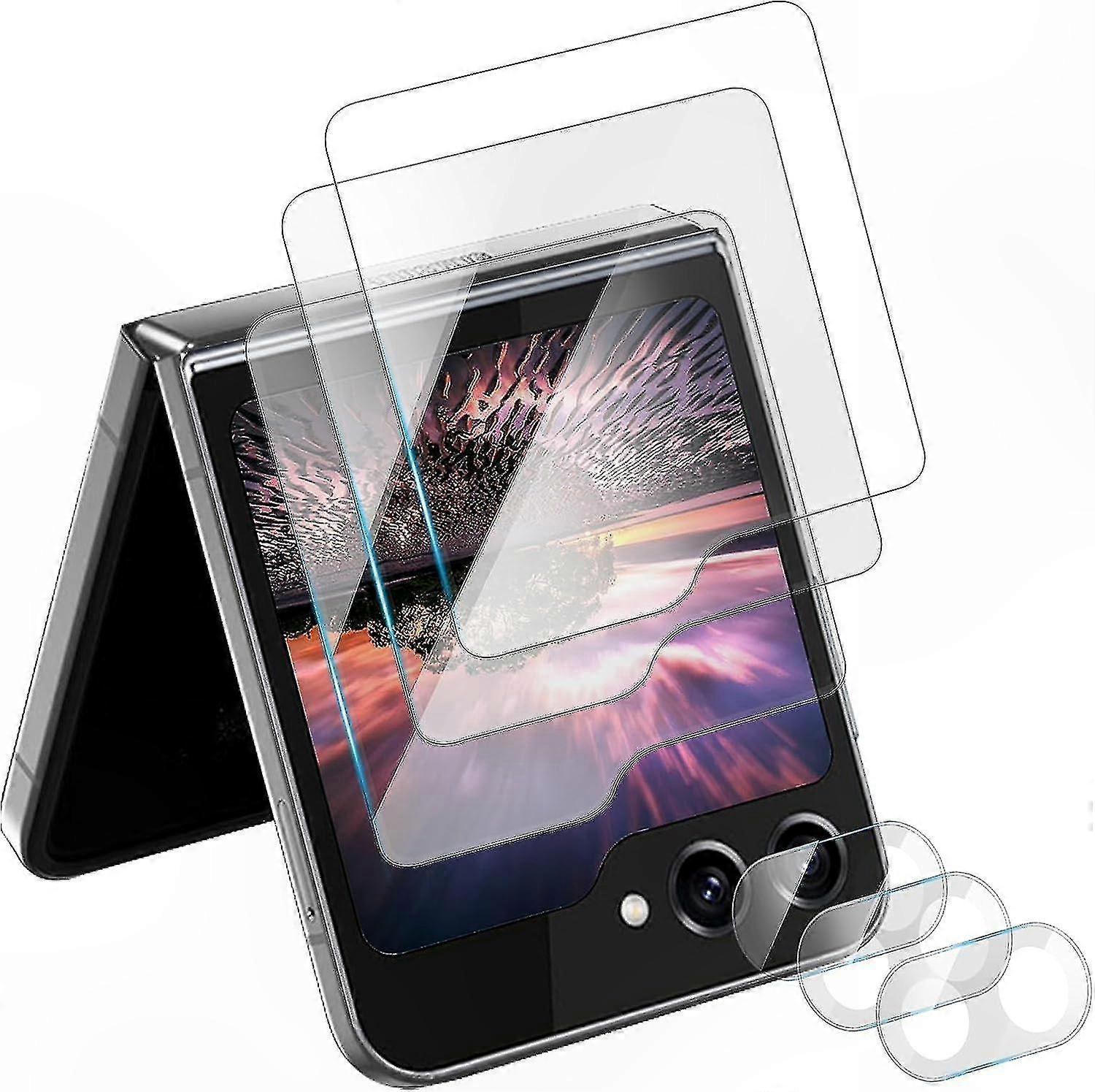 3-Pack Tempered Glass Screen Protectors for Foldable Phones, HD Clear External Display with Camera Lens Coverage