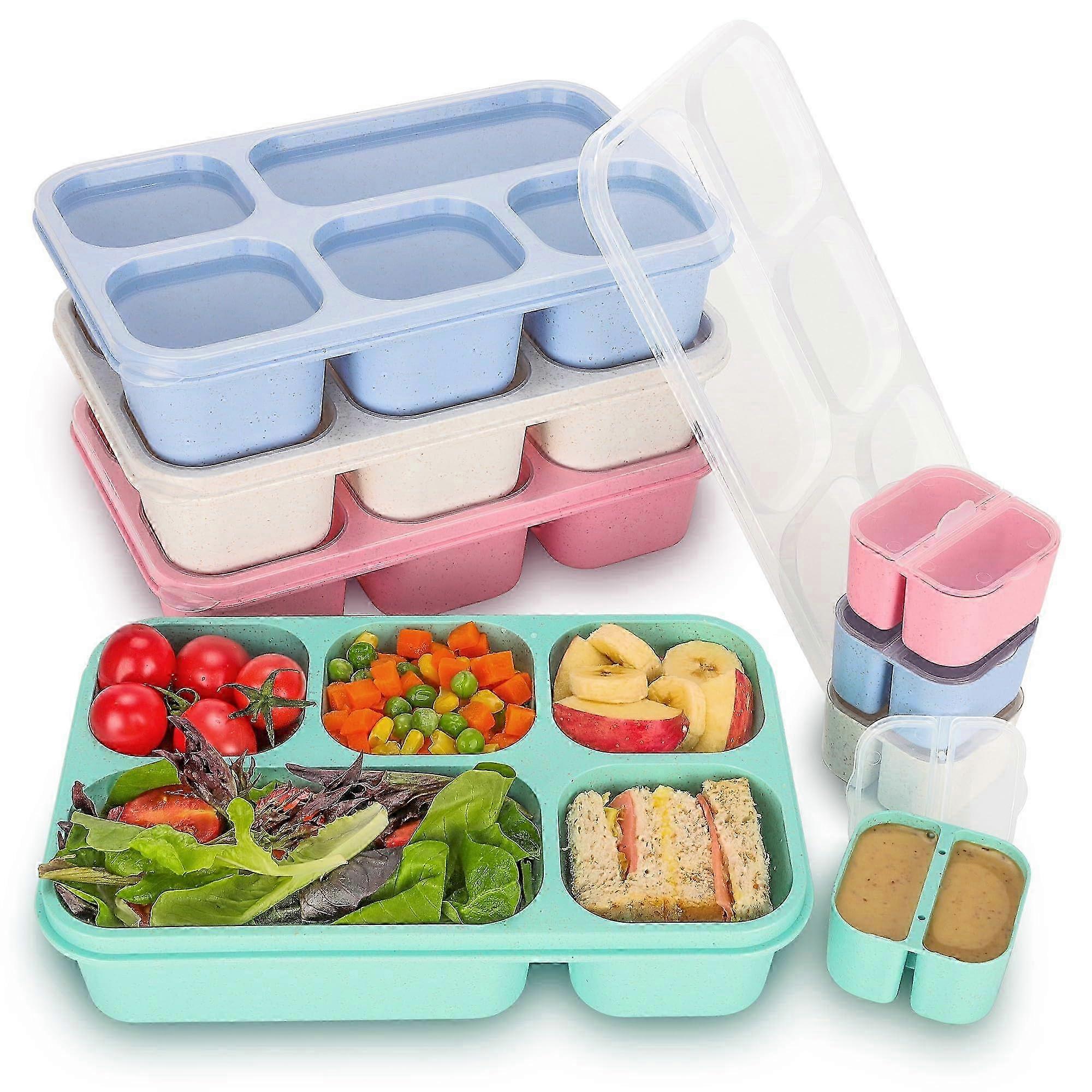 4 Pack Reusable Bento Box for Meal Prep with 5 Compartments Lunchable Containers 2025