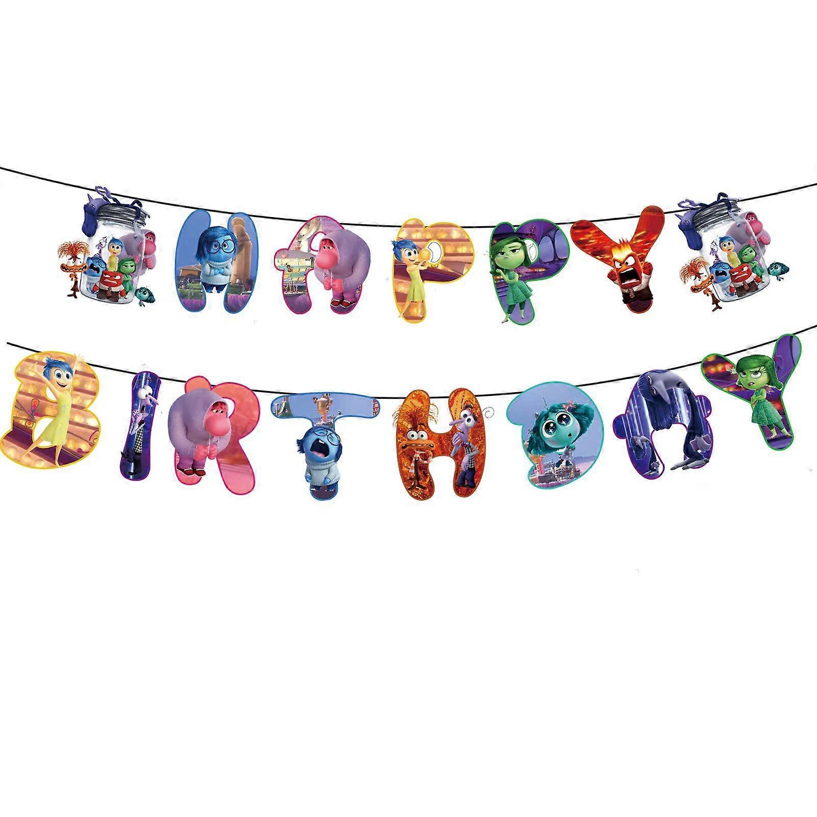 Inside Out Party Decorations Pull Flag Spiral Cake Insert Balloon Set Party