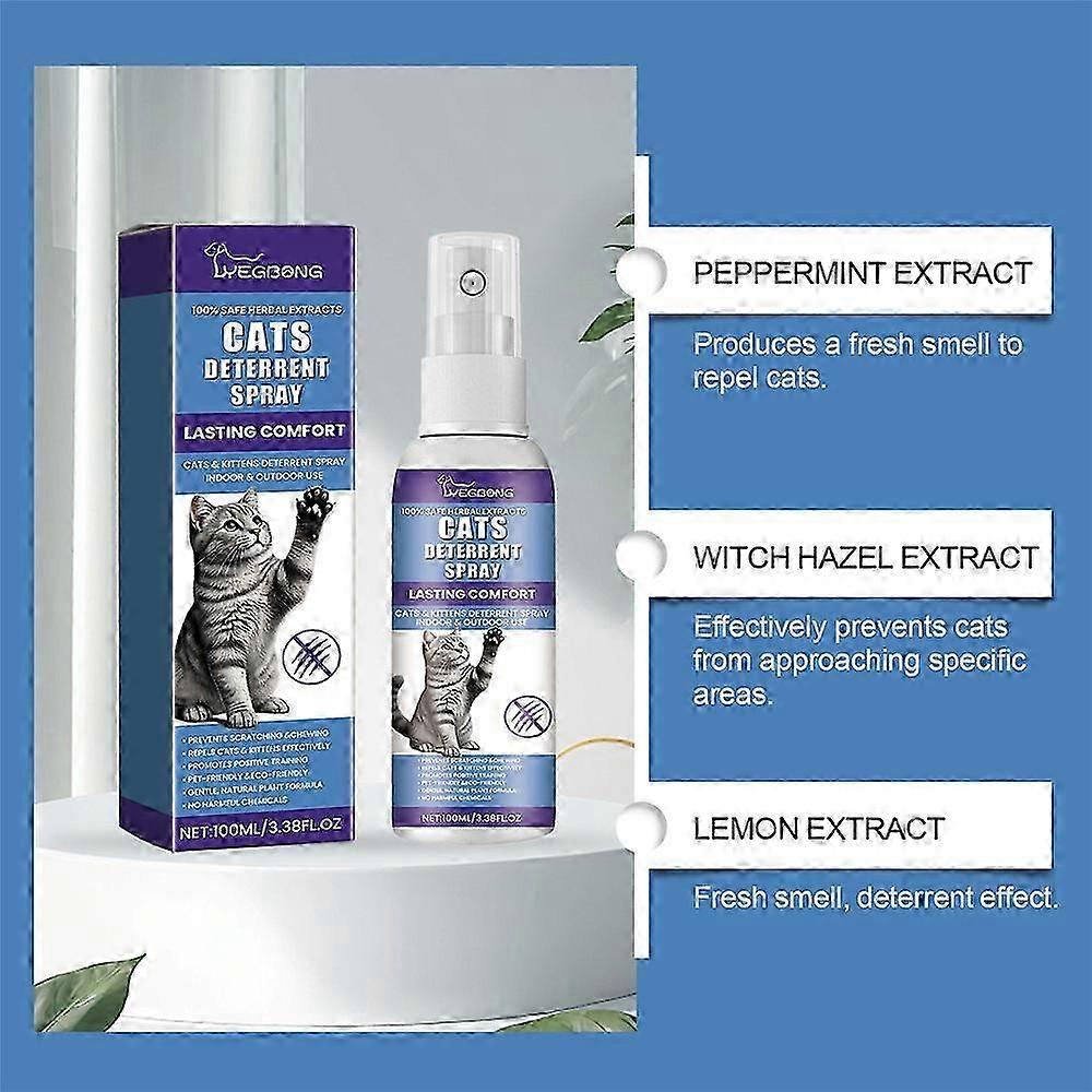 1-5x Cat Deterrent Spray, Stops Cats From Peeing Scratching, Lemon Coptis, Safe For Furniture