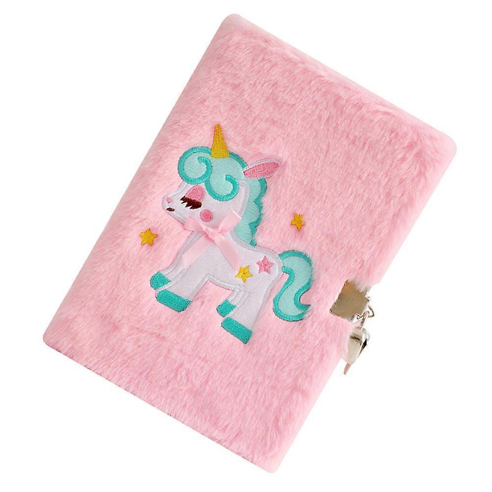 Pink Lockable Plush Notebook 5Pcs For School Daily Life And Travel Purposes Designed For Girls With Writing Functionality