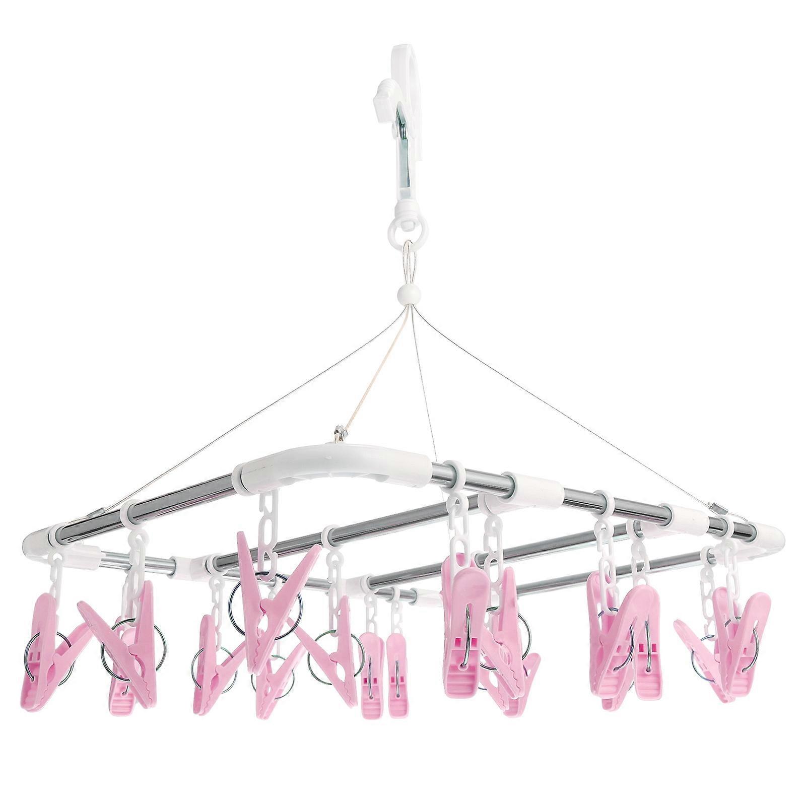 Clothes Drying Hanger 1Set Ideal For Adults In Indoor And Outdoor Scenarios Constructed From Sturdy Pink Plastic For Drip Dry