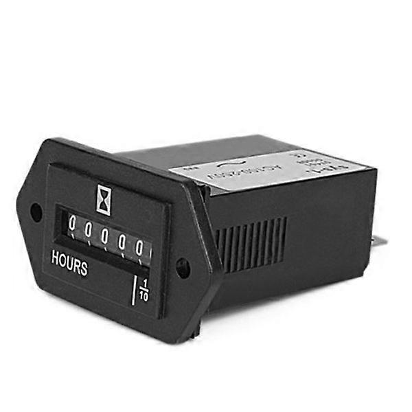 Black Electromechanical Quartz Hour Meter Counter Electronic Timer Sys-1