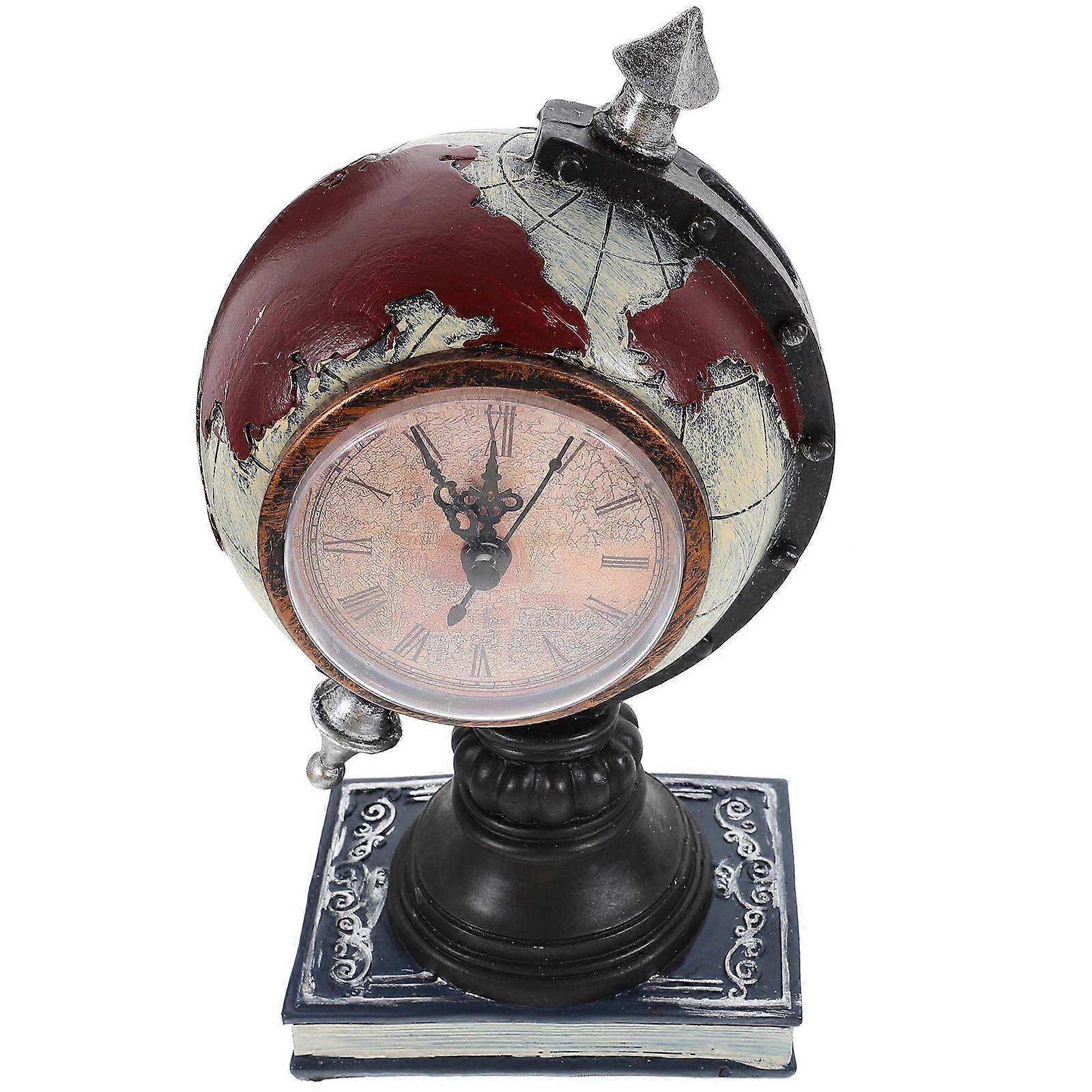 Globe Clock Desk Retro Globe Clock For Shelf Globe Shape Clock Restaurant Adornment 1Set