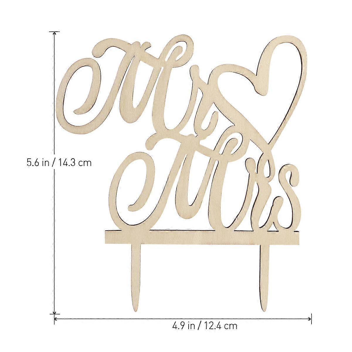 Cake Topper for 2Pcs Wood Wedding Cake Decorations Style