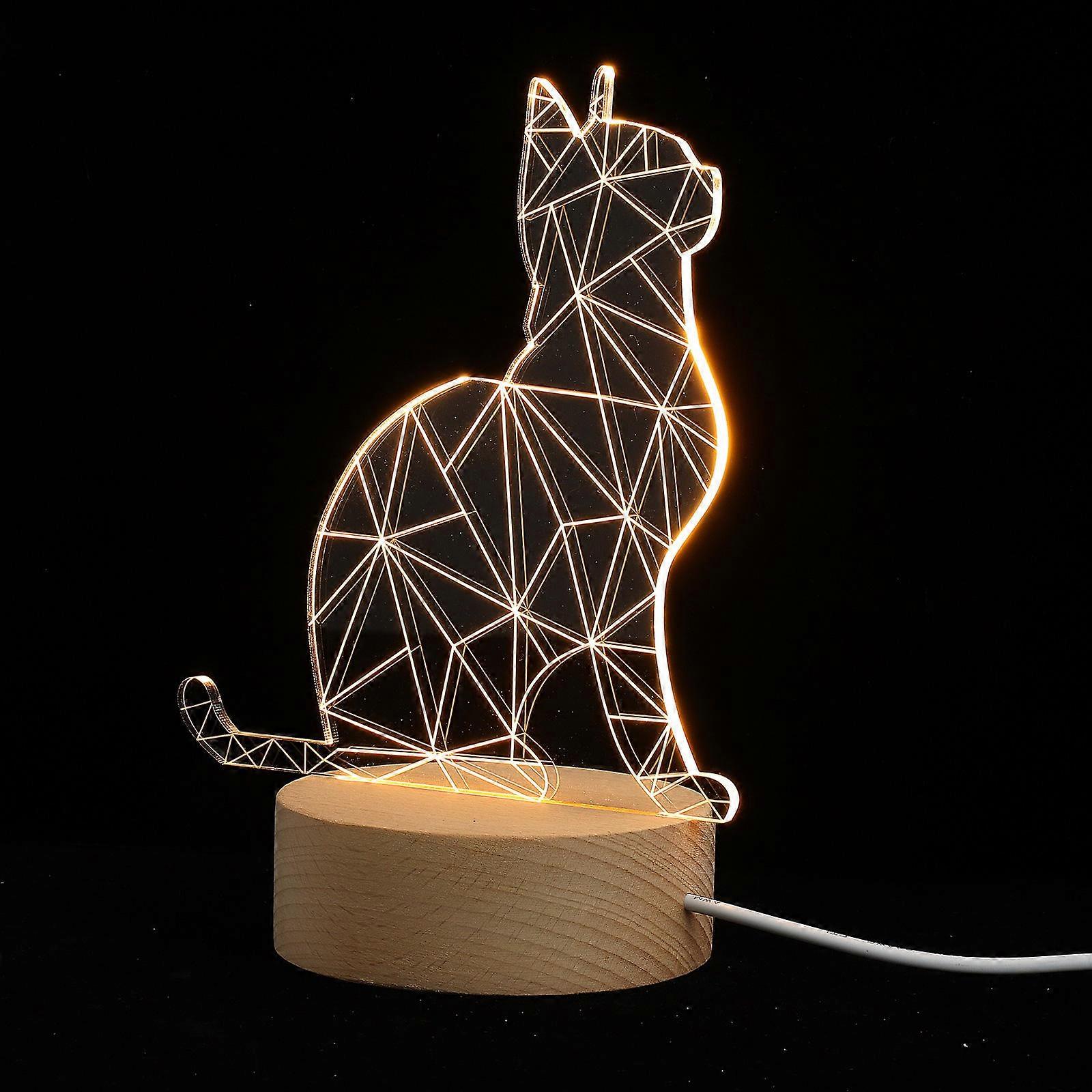 Animal Table Lamp Cat Design LED Night Light 2Pcs for Home Use