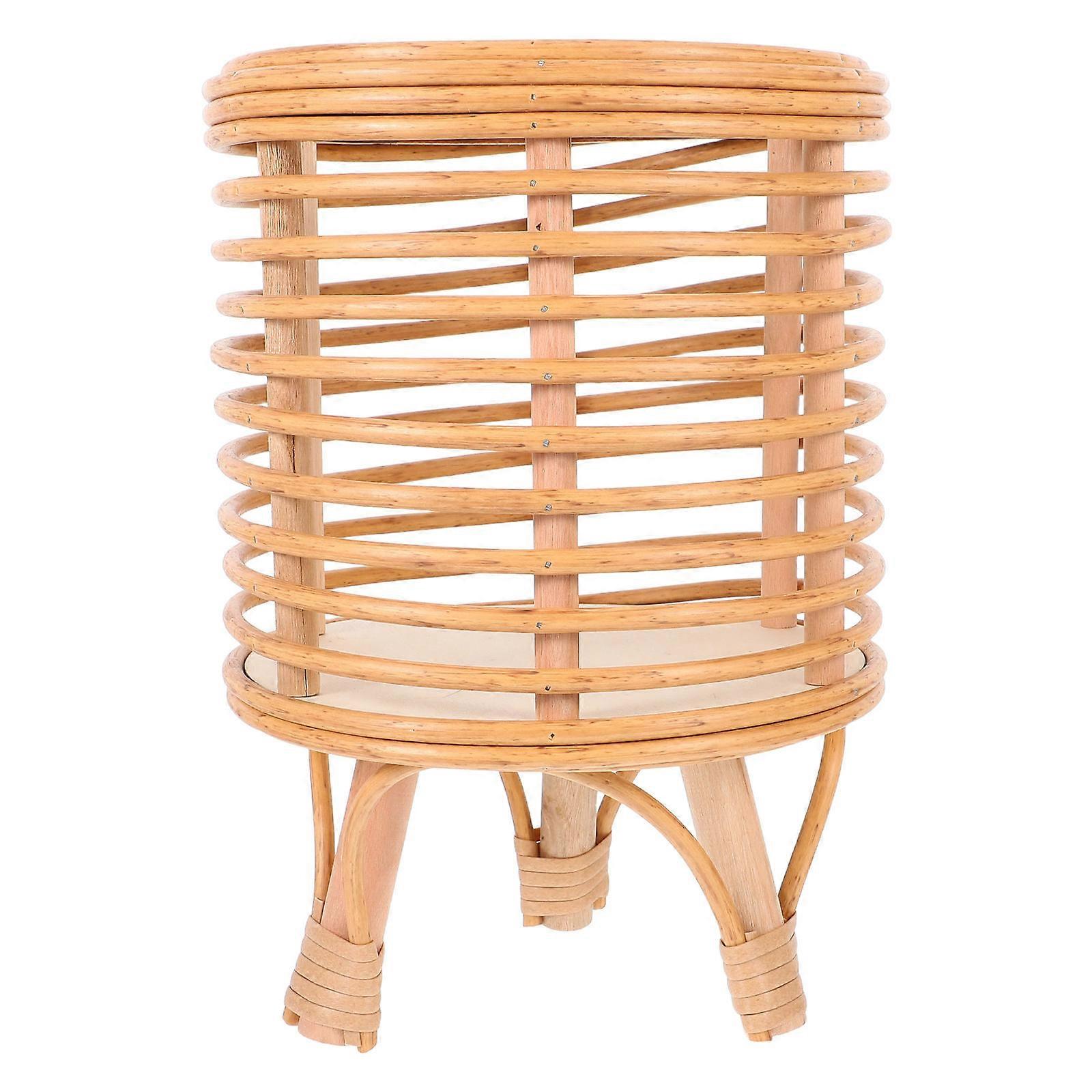 Flower Rack Floor Standing Flower Stand for Garden 2Pcs Handmade Rattan Planters
