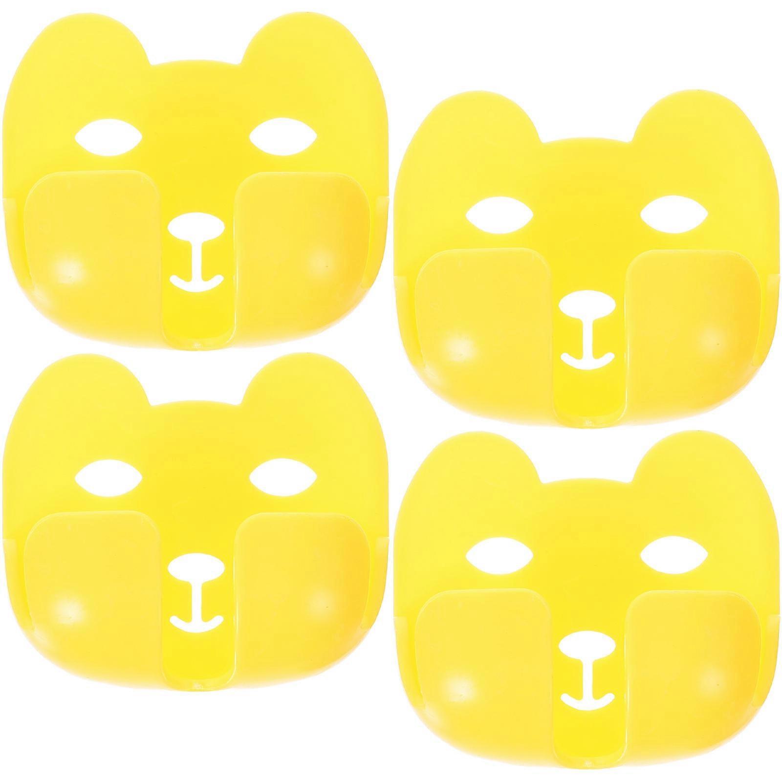 Yellow Plastic Toothbrush Holder for Holding 4Pcs Wall Mounted Hooks
