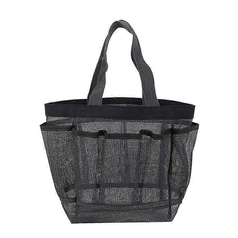 Portable Foldable Tote Mesh Beach Storage Bag Outdoor Organizer For Towels Clothes And Bathroom Pouch Grey