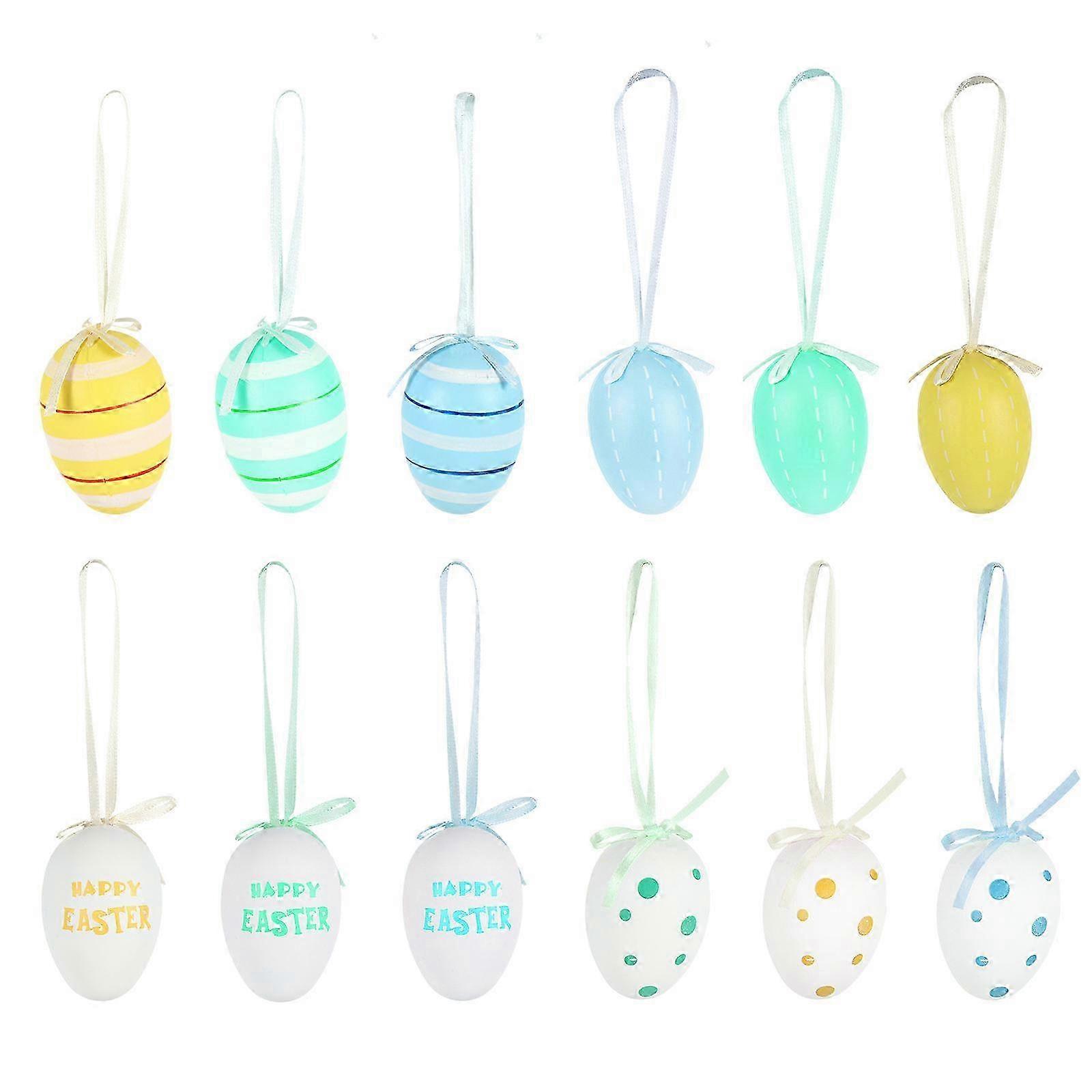 Easter Eggs Decoration Plastic Egg Pendant for DIY 18Pcs Assorted Colors
