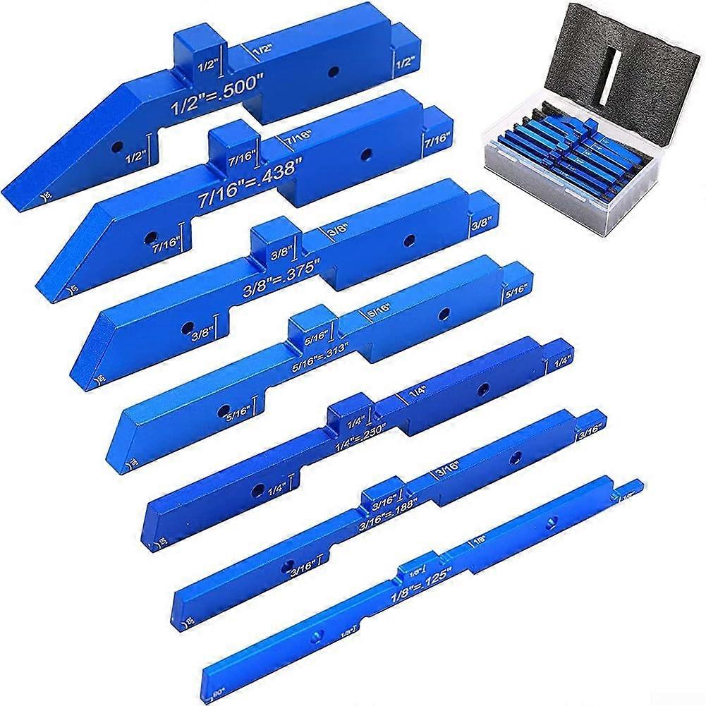 Gauge Block Set 7 Piece For Carpenters With Easy Access Storage Case Blue